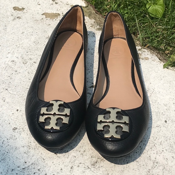 Tory Burch Shoes - Tory Burch Black Claire Tumbled Leather Ballet Flats